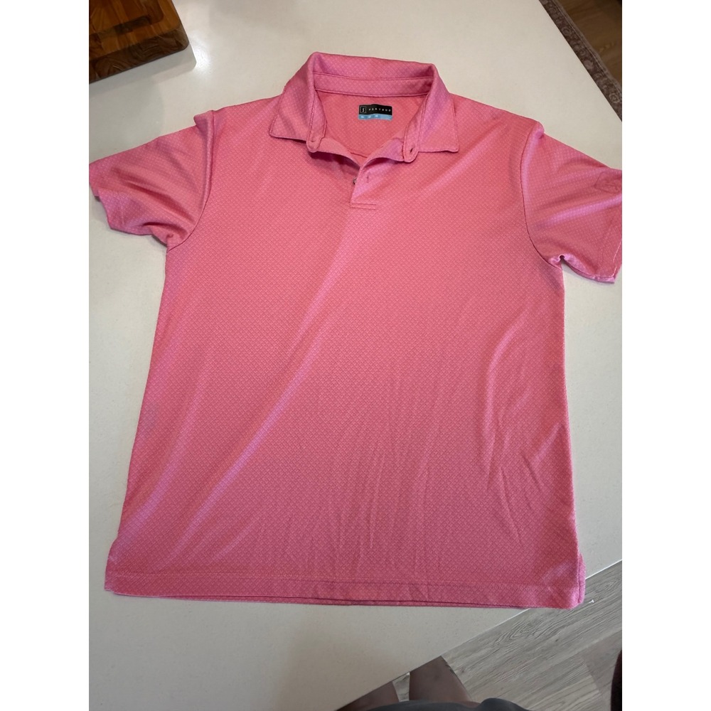 PGA Tour Mens Pink Textured Short Sleeve Golf Polo Shirt Size Medium
